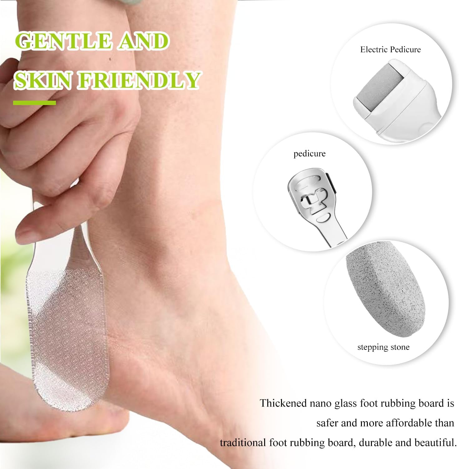 TORMEN 3 Pcs Glass Foot File Nano Callus Remover for Feet Tool Containing Micro Abrasive Particles Suitable Dry and Wet Care of Hard Skin Nail Care