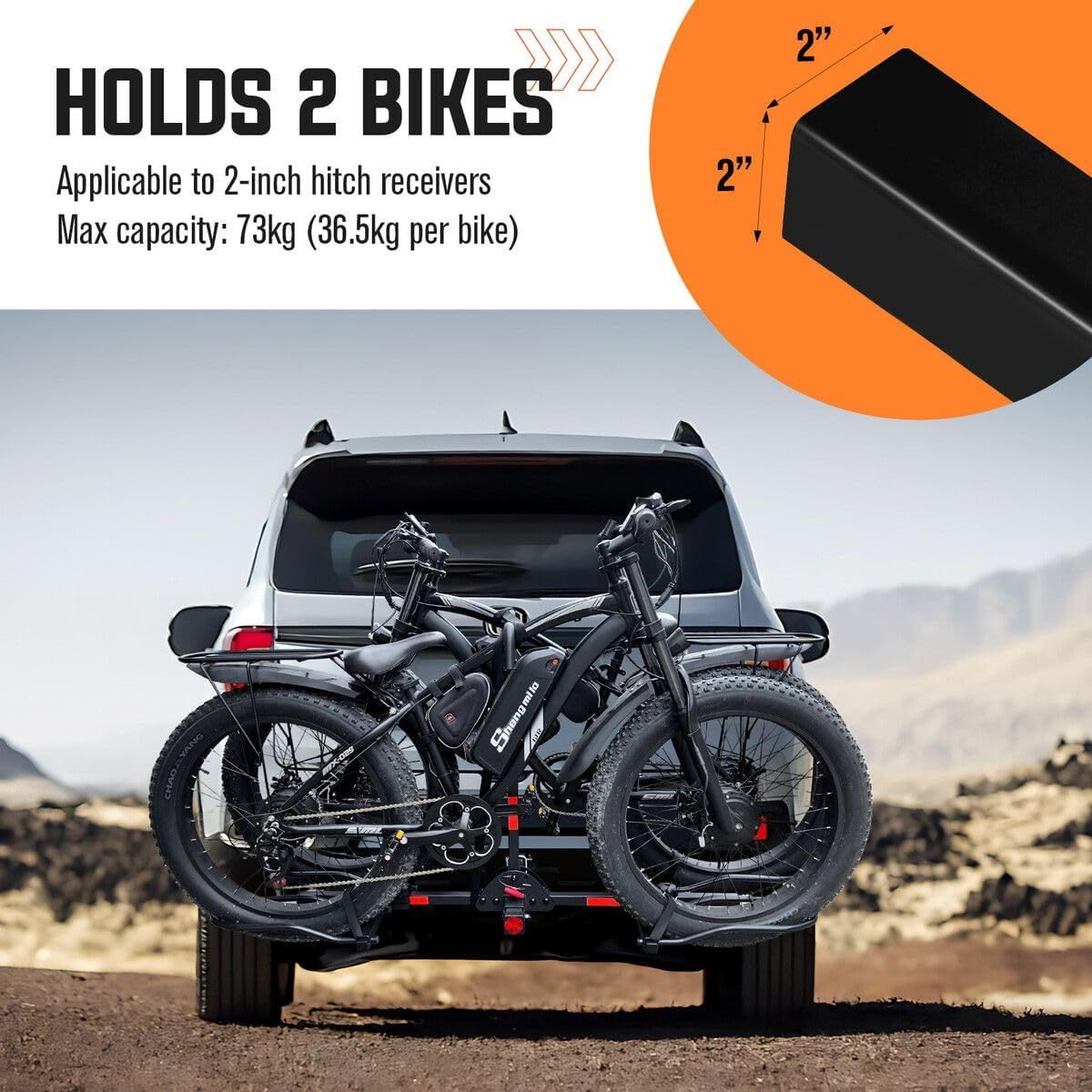 AUSWAY 2 Ebike Rack Bicycle Carrier Hitch Rear Mount Platform Mountain Bike Storage Holder Foldable Stand for Vehicle Car SUV Max Lord 73KG image number 5