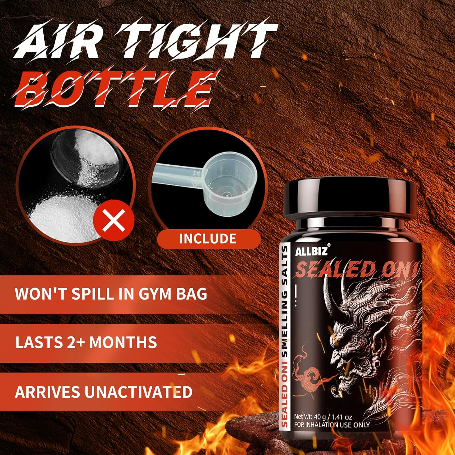 Powerlifting Smelling Salts - Sealed Oni - Long Lasting Water-Activated Ammonia Inhalant for Athletes image number 1