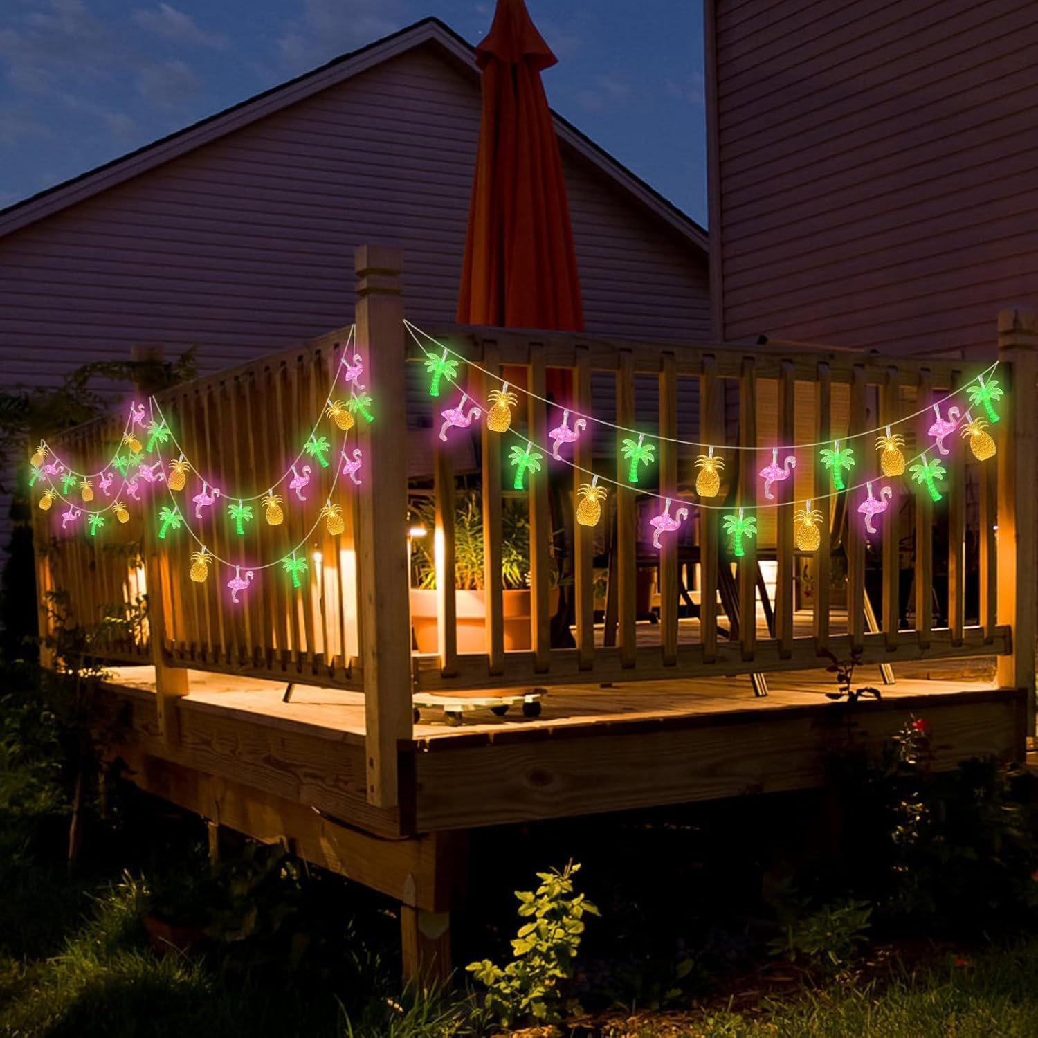 Foanlerck 3 M 20 LED Fairy Lights with Pineapple Flamingo Palm Trees Fairy Lights Bedroom Decoration, Battery Operated, Fairy Lights for Summer Party Decoration Beach Tropical Party Decoration image number 5