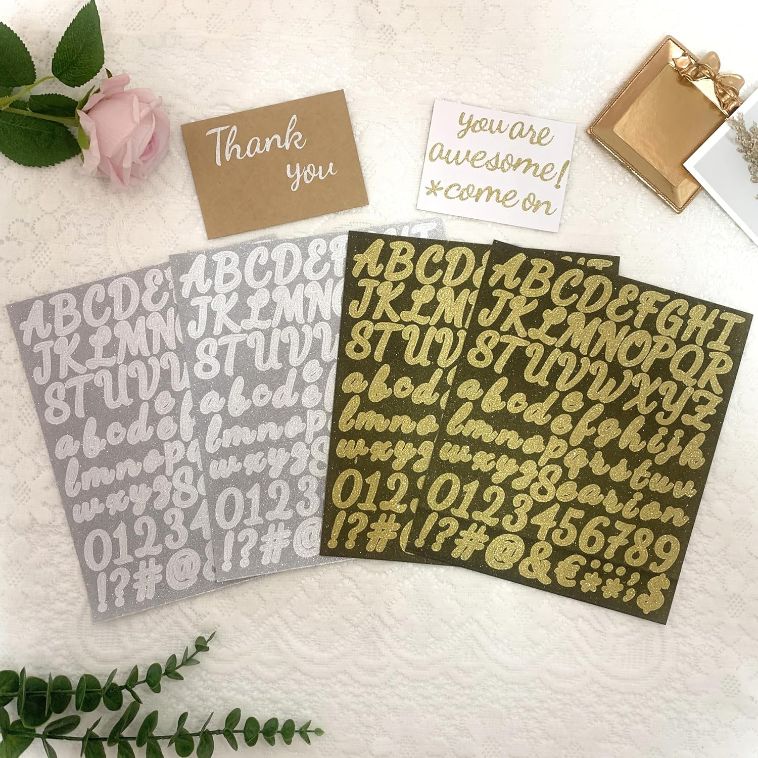 10 Sheets Alphabet Stickers,Vinyl Letter Self-Adhesive Sticker Letters, Gold Alphabets ABC Stickers, for DIY Mailbox, Signs, Window, Car, Door, Office,Poster Board, Address Number image number 3