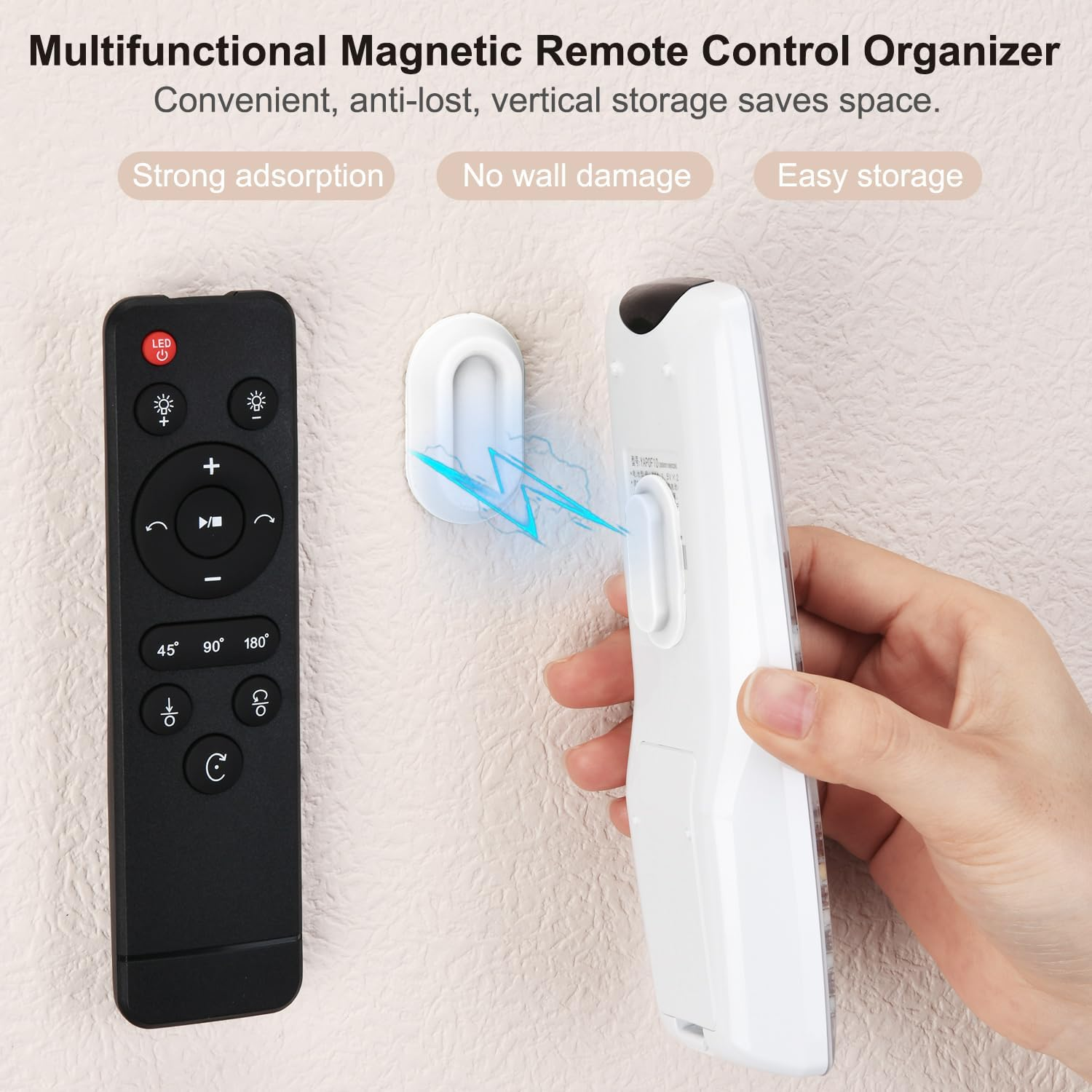 Magnetic Remote Control Holder Wall Mount 4 Pack Soft Silicone Remote Control Caddy with Strong Adhesive Remote Holder for TV, AC, Fan image number 2