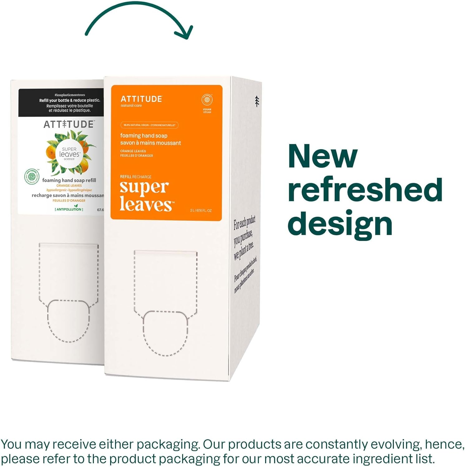 ATTITUDE Bulk Refill for Foaming Hand Soap Dispenser, EWG Verified, Plant and Mineral Based Ingredients, Vegan and Cruelty-Free Personal Care Products, Orange Leaves, 67.62 Fl Oz image number 1