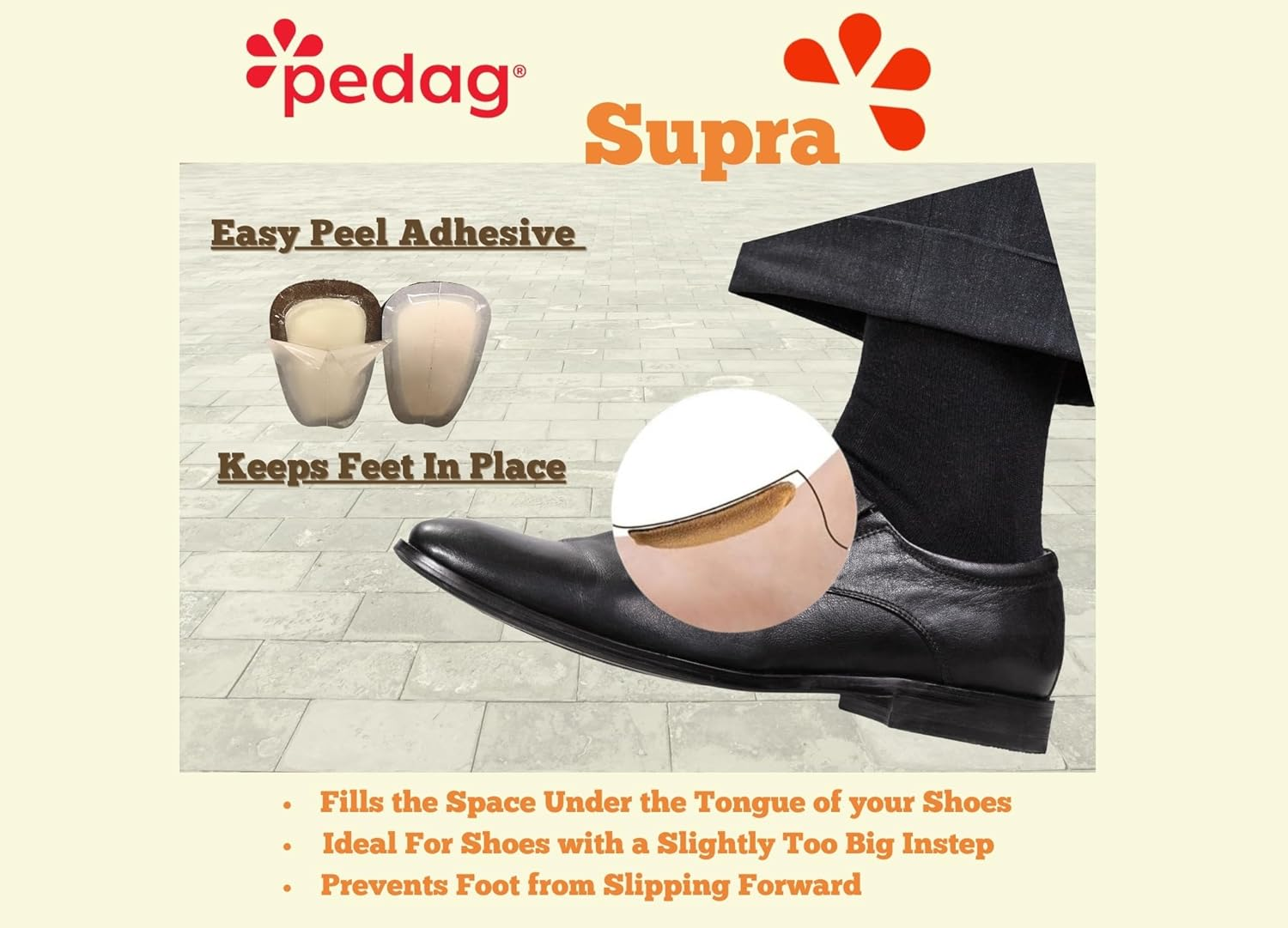 Pedag SUPRA Tongue Shoe Pad | Soft Leather & Memory Foam Shoe Padding - German Handmade, Small/Medium image number 5