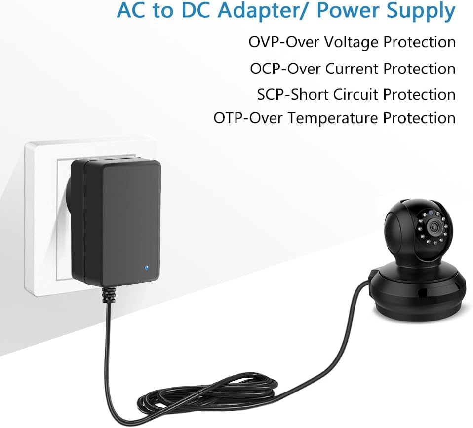 SHNITPWR 12V 2A Power Supply Adapter 100V~240V AC to DC Converter 12 Volt 2000Ma 24W Max Transformer with 5.5X2.1Mm Tip for CCTV Wifi IP Camera DVD Player, Level VI Energy Efficiency image number 1