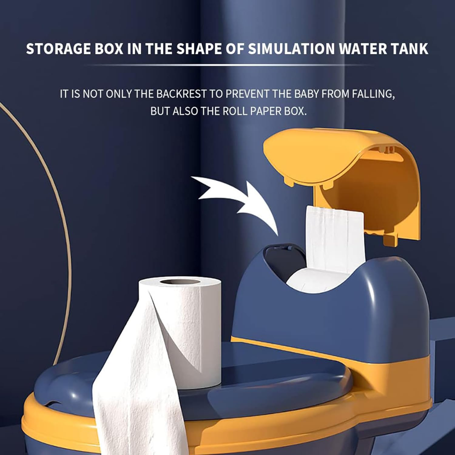 Uandhome Potty Training Toilet, Realistic Potty Training Seat with Toilet Brush, Toddler Potty Chair with Soft Seat, Toilet Tissue Dispenser and Splash Guard, Non-Slip for Toddler& Baby& Girls (Blue) - &middot; image number 6