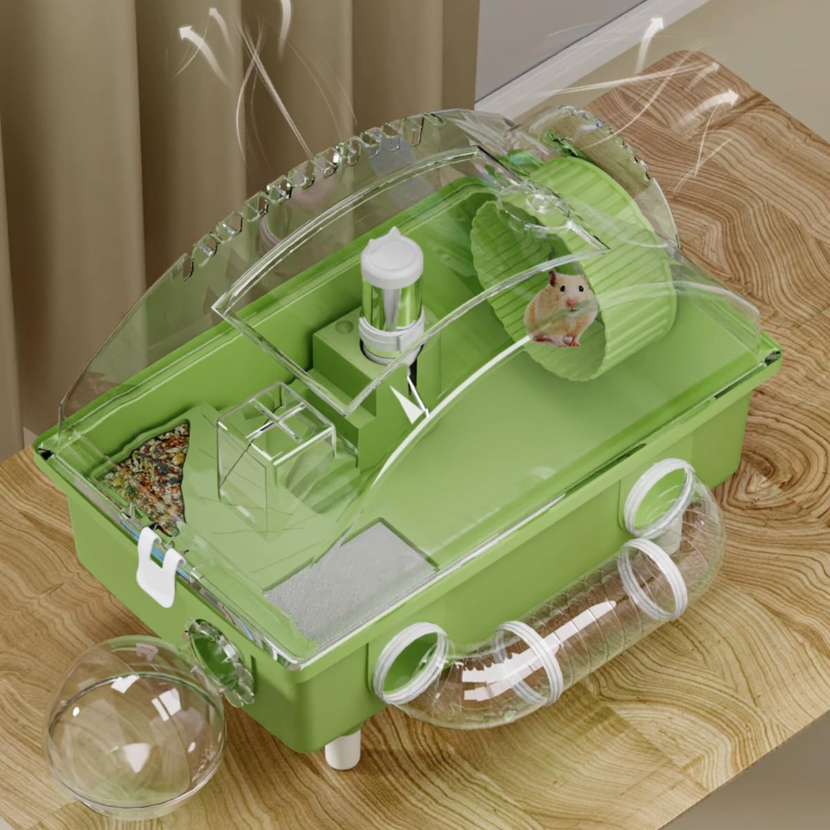 AIMALL Acrylic Hamster Cage, Luxury Oversized Villa for Small Pets, Full Set with Accessories, 17.72X11.81X9.44 Inches image number 1