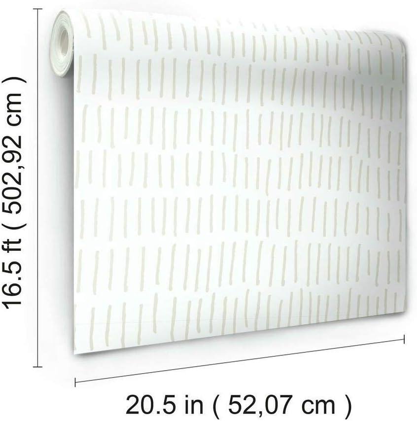 Roommates RMK11613WP Tick Mark Beige and White Peel and Stick Wallpaper - Beige/White image number 4