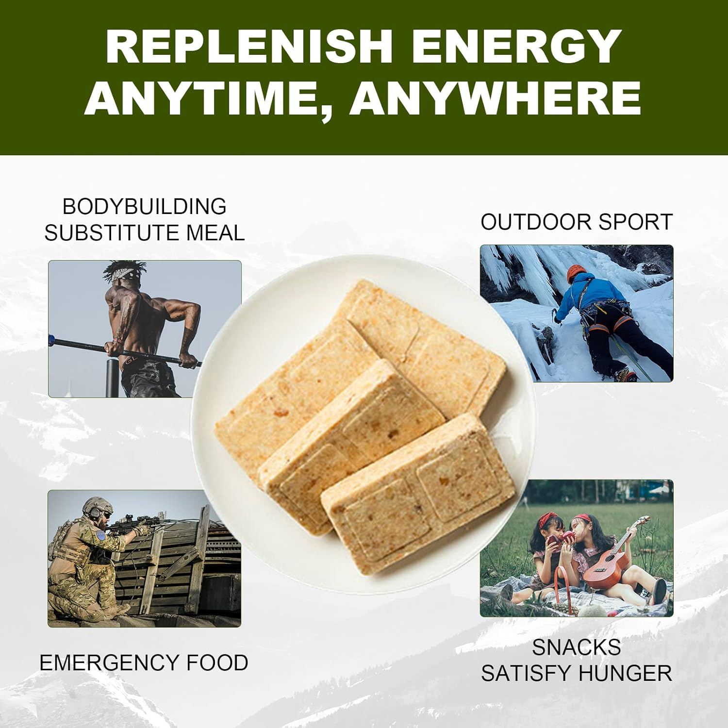 Emergency Food Ration Bars, Survival Food with Tin Box, Long Self Life Survival Tabs Supply for Outdoor Camping Emergency Snowstorm Earthquake Disaster Preparedness Kit image number 1