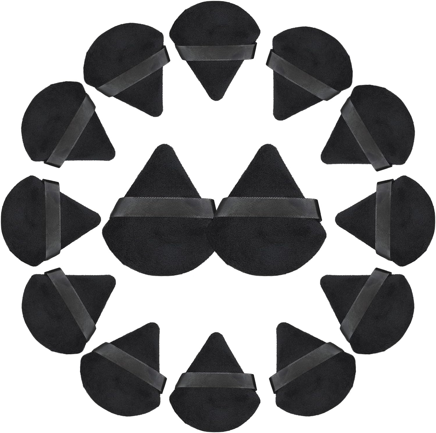 Geeric 14 Pieces Face Soft Triangle Wedge Shape Makeup Puff for Loose Powder, Body Powder, Foundation Blending Sponges Set, Beauty Blender Makeup Tools - Black image number 1