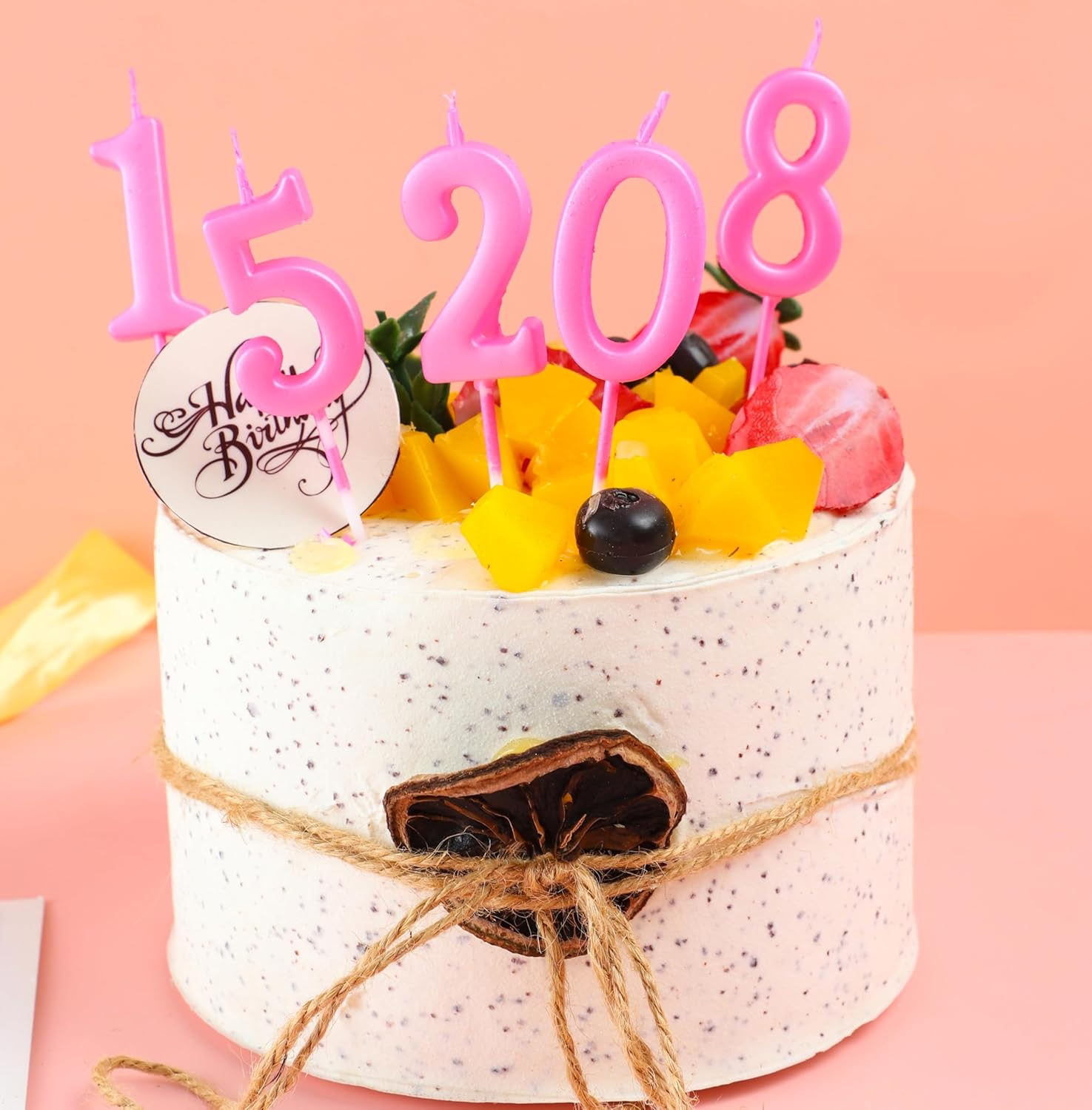 EAKE 10-Pieces Pink Number Candles 0-9 Birthday Candles for Cake, Bulk Number Birthday Candles 0 1 2 3 4 5 6 7 8 9 for Girl Women Happy Birthday Anniversary Party Supplies Cake Decor (10-Count)