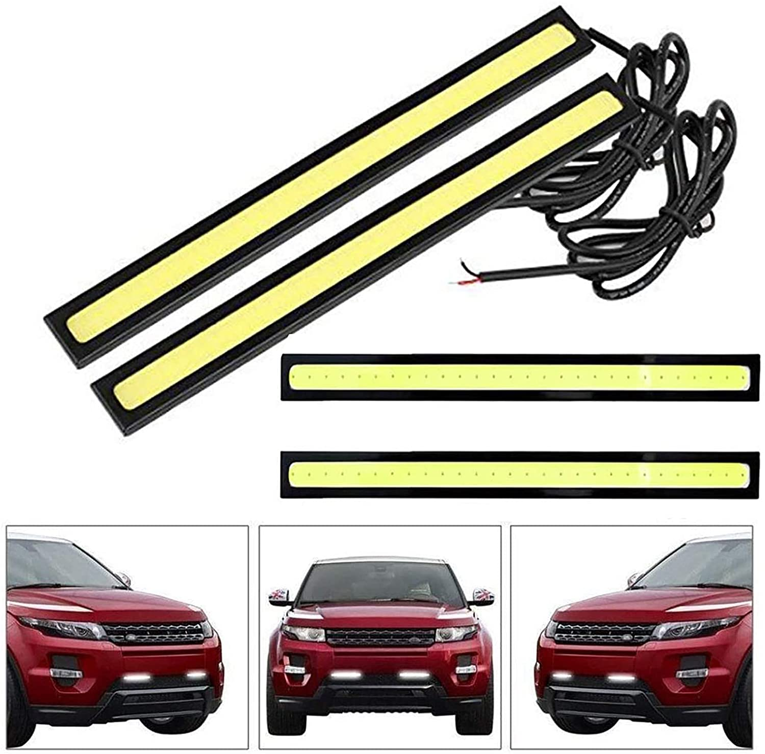 4PCS Daytime Running Light DRL Car LED Light Strip Waterproof COB Lights Truck Boat Bike Universal 17CM 12V Driving Lighting(White) image number 5