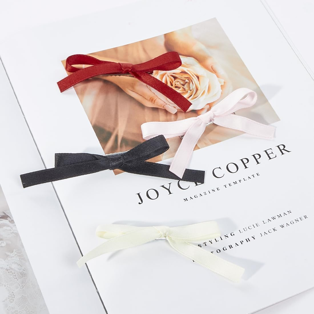 UTSAUTO 20 Pcs Silky Satin Bow Hair Clips, 4 Colors Metal Clips Mini Bowknot Hair Barrettes Ribbon Hair Accessories for Women Girls. - Mixed Color 2 image number 5