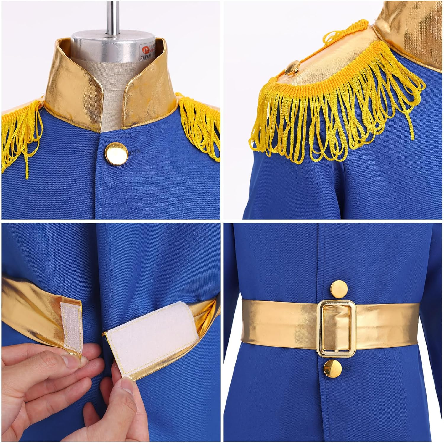 FYMNSI Prince Charming Costume for Kids Boys Halloween Carnival Cosplay Party Fancy Dress up Tunic Top Pants Crown Scepter Set image number 4