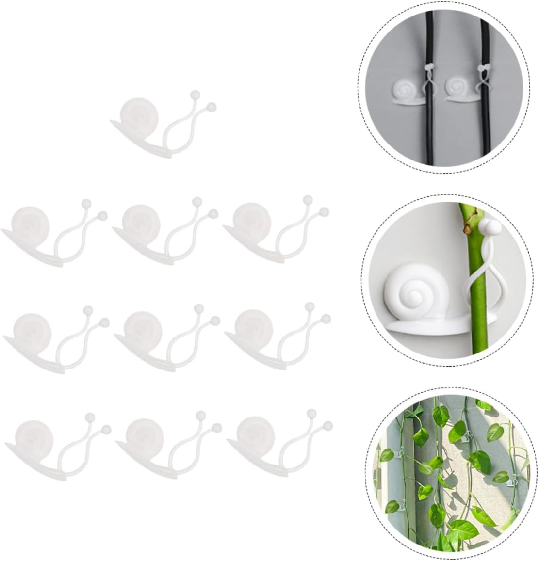 Yardenfun 10Pcs Plant Climbing Wall Fixing Clips Self-Adhesive Vines Holders Indoor Garden Plant Fixture Accessories for Wall-Mounted Vine Support - White image number 5