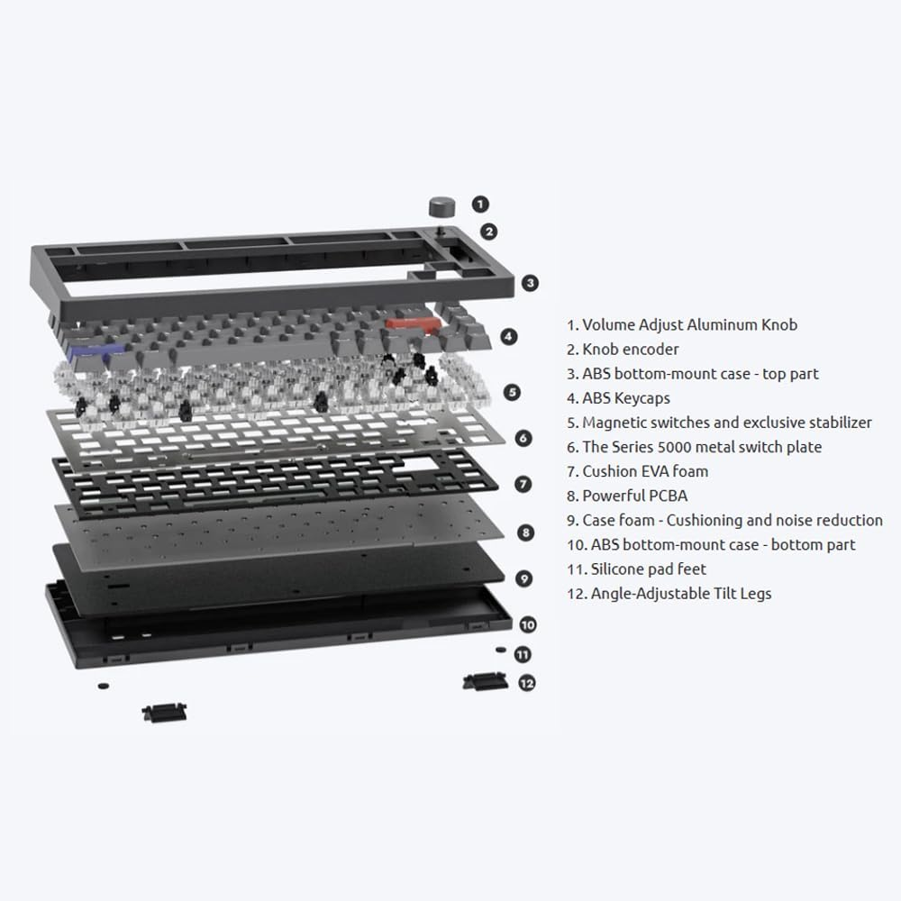 Drunkdeer A75-Mechanical-Keyboard, TKL Gaming Keyboards, Hyper Fast Magnetic-Switch, RGB Wired USB Compact 82 Keys with Knob Black image number 5