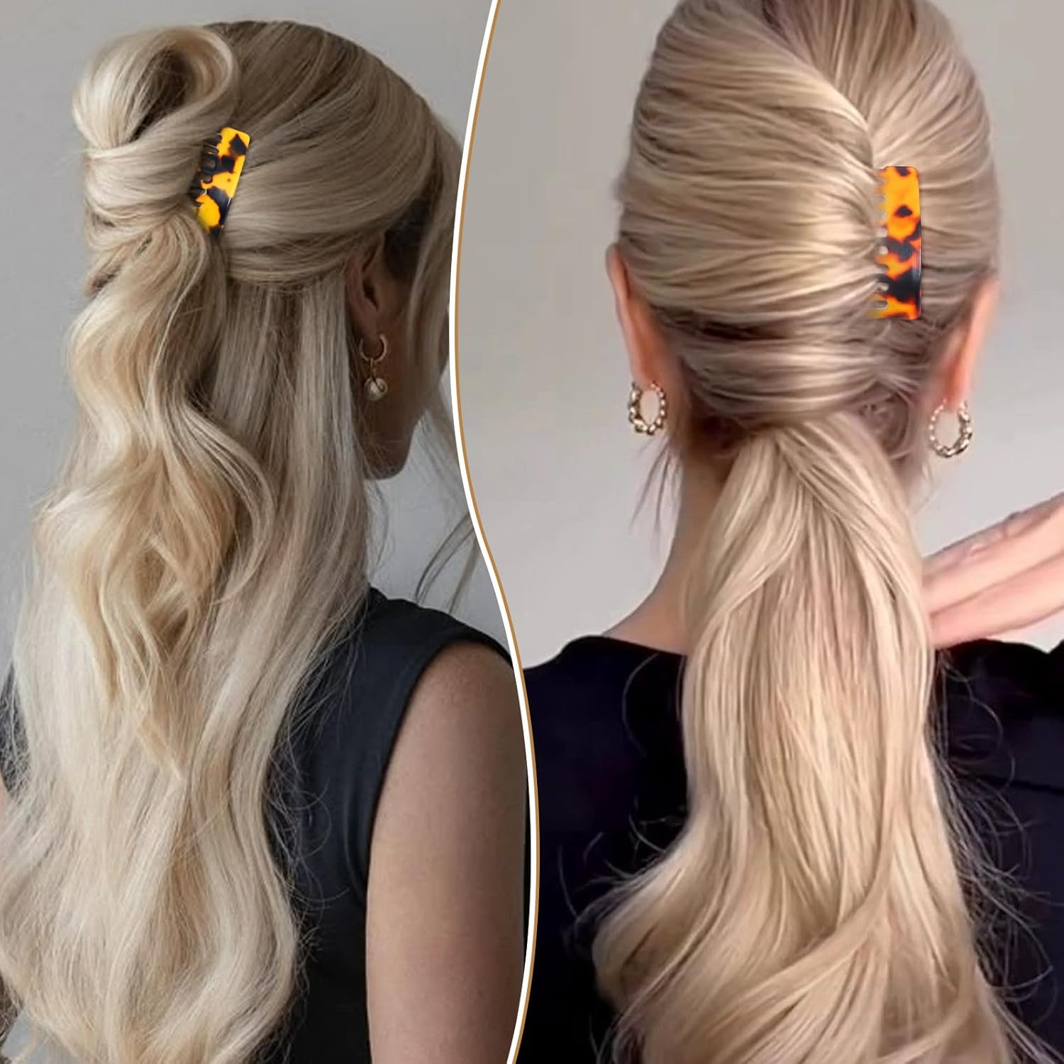 Hair Comb for Clip-On 4-Piece Mini Side Comb Set Vintage French Side Combs Slat Comb Hair Clip Small Split Tooth French Hair Comb Made of Cellulose Acetate image number 3