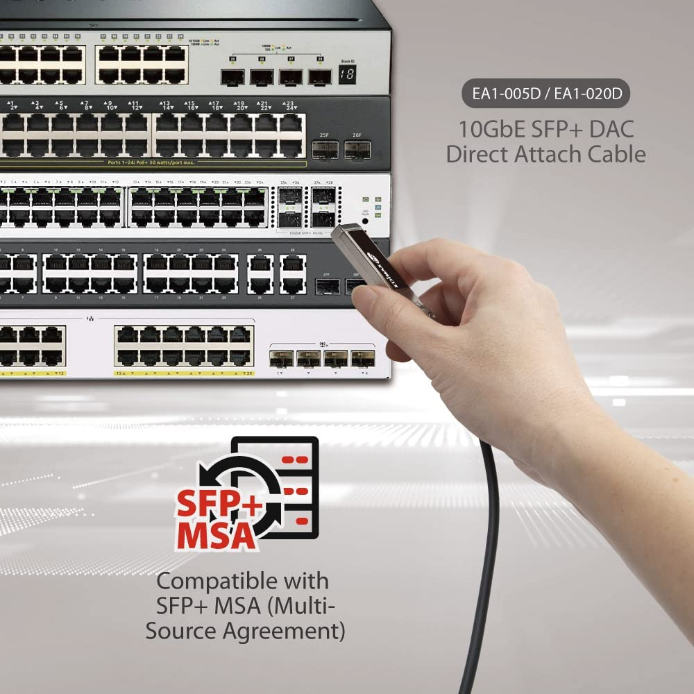 Edimax 10Gbe SFP and DAC Direct Attach Copper Twinax Cable, 2 Metre Length image number 2