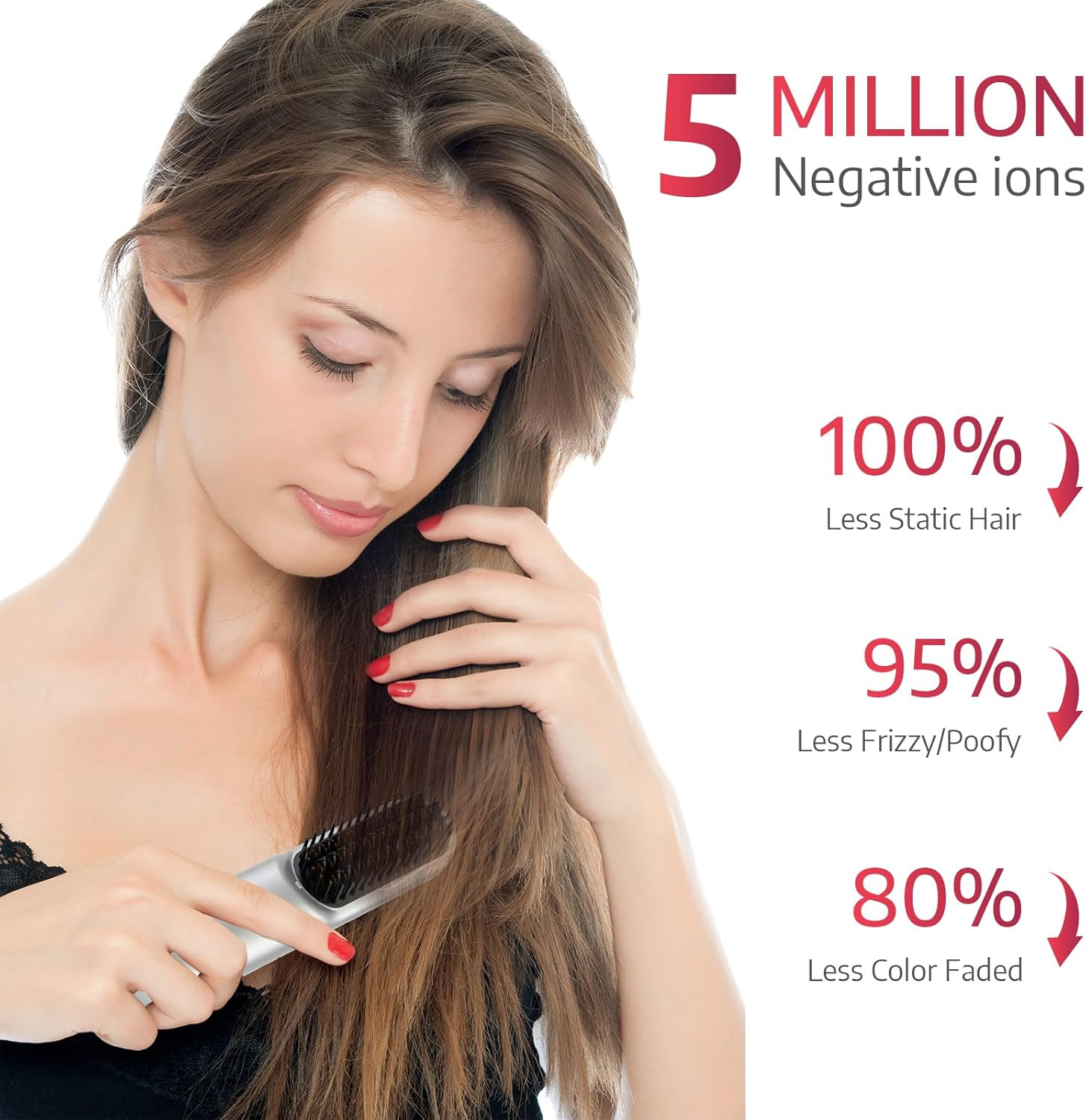 Top G Cordless Hair Straightener Brush Portable Mini Straightening Brush for Travel Upgraded 9600MAH USB Rechargeable Negative Ion Hot Comb Hair Straightener for Women(White) image number 4