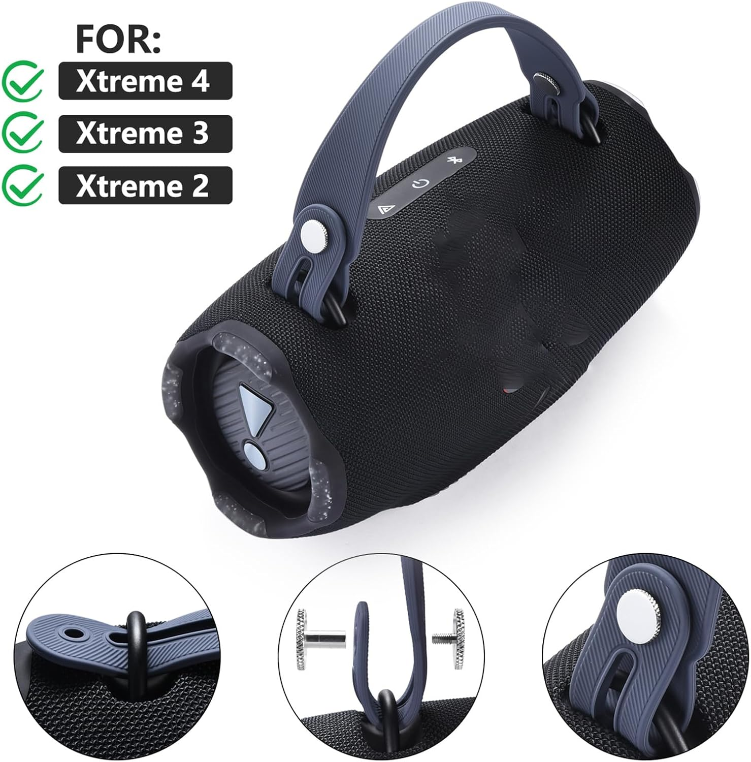OURHZTB Speaker Handle Strap Removable Accessories Compatible for JBL Xtreme 4 / Xtreme 3 / Xtreme 2 Portable Bluetooth Audio Silicone Carrying Strap with Screws - Blue image number 5
