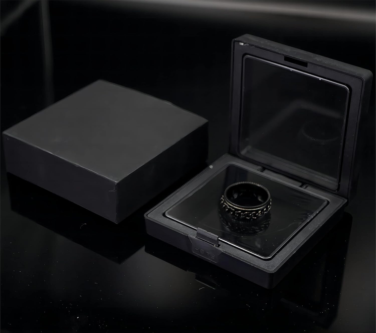 LIAN Stainless Steel Spinner Rings for Men Women Fidget Rings Chain Ring Band Rings 8Mm Black/Silver 6-13