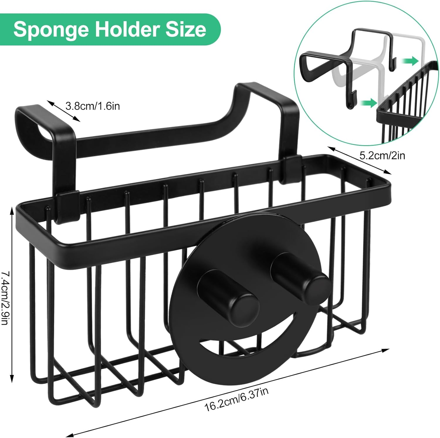 Kitchen Sponge Holder, Sink Caddy for Kitchen Sink Organizer, Smiley Face Sponge Holder for round Sponge, Dish Brush image number 2