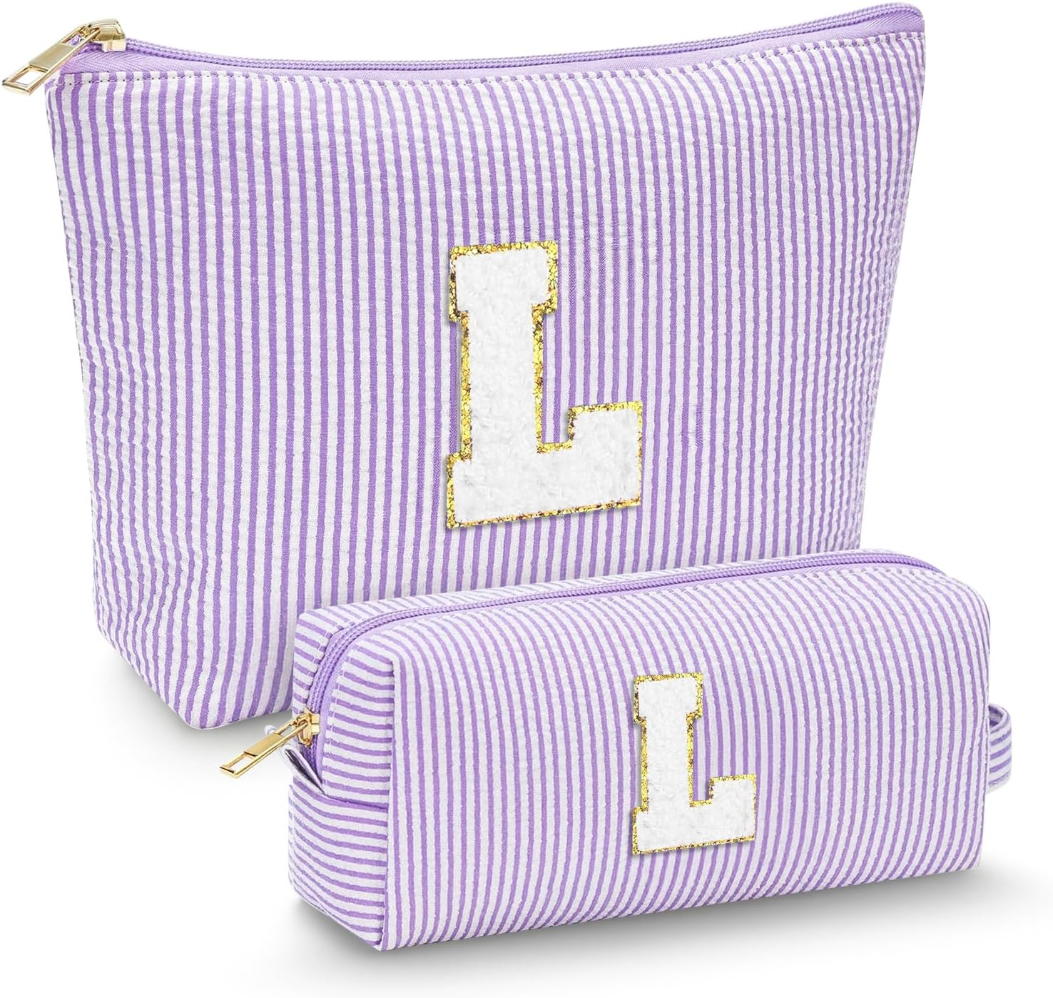 LIAN Makeup Bag Set Initial Cosmetic Bags Travel Toiletry Bags for Women Teen Girls Friend Birthday Gifts Personalized Gifts(Pink-M)