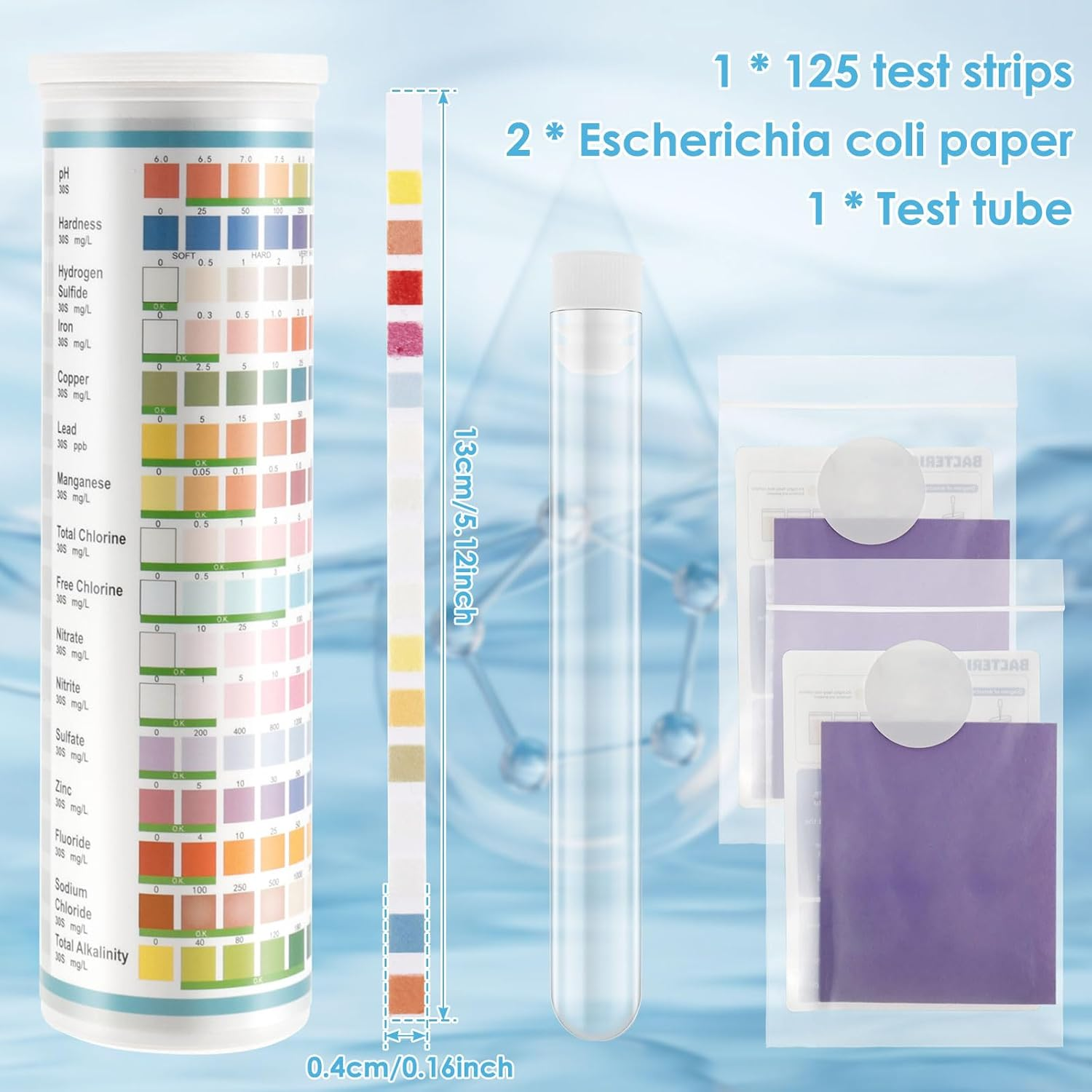 17 in 1 Drinking Water Testing Kits with Tube 125 Strip Accurate Drinking Water Quality Test Kit Tap and Well Water Test Strip for Hardness Ph Lead Iron Fluoride Chlorine and More image number 3