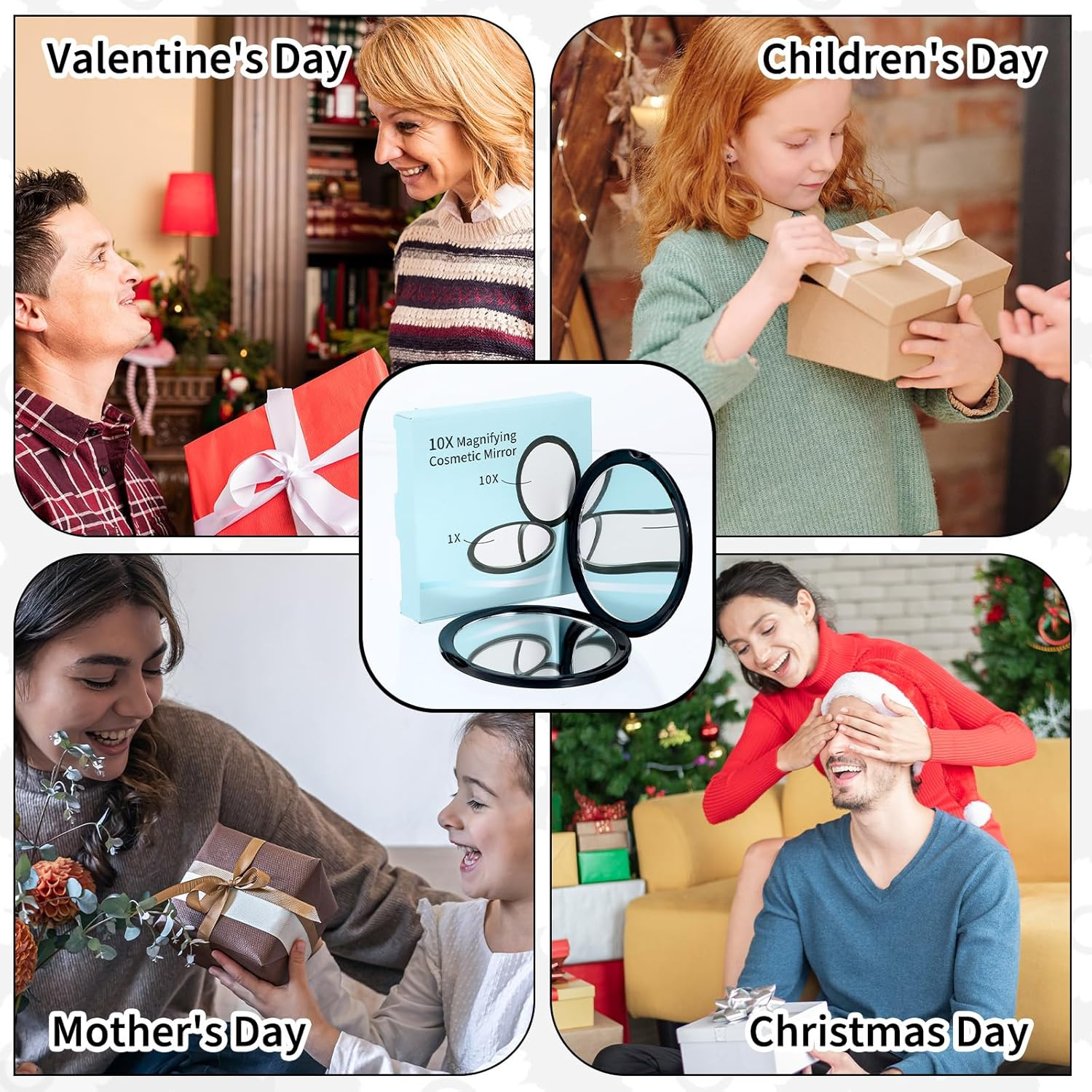 Bremorou Small Mirror for Purse, Compact Mirror for Purses, Double-Sided Magnifying, Portable Travel Makeup Mirrors, Mini Pocket Mirrors for Men and Women, round Black