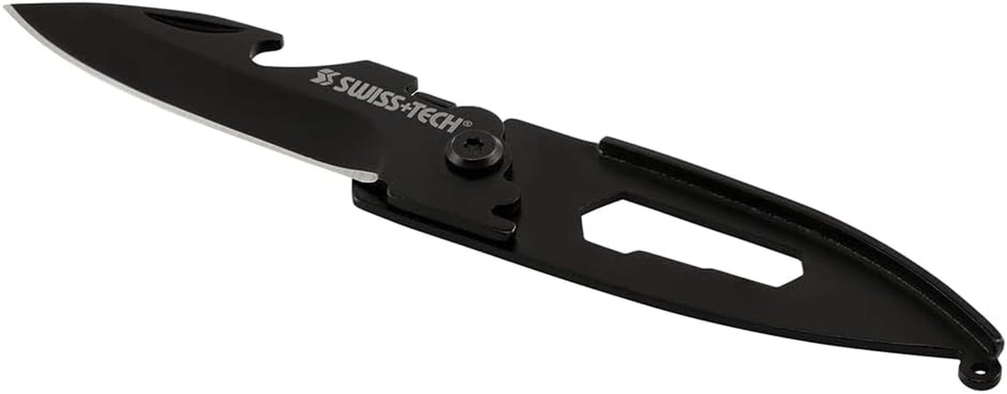 SWISS+TECH ST45019 4-In-1 Stainless Steel Black Mini Folding Knife (Single Pack) image number 1