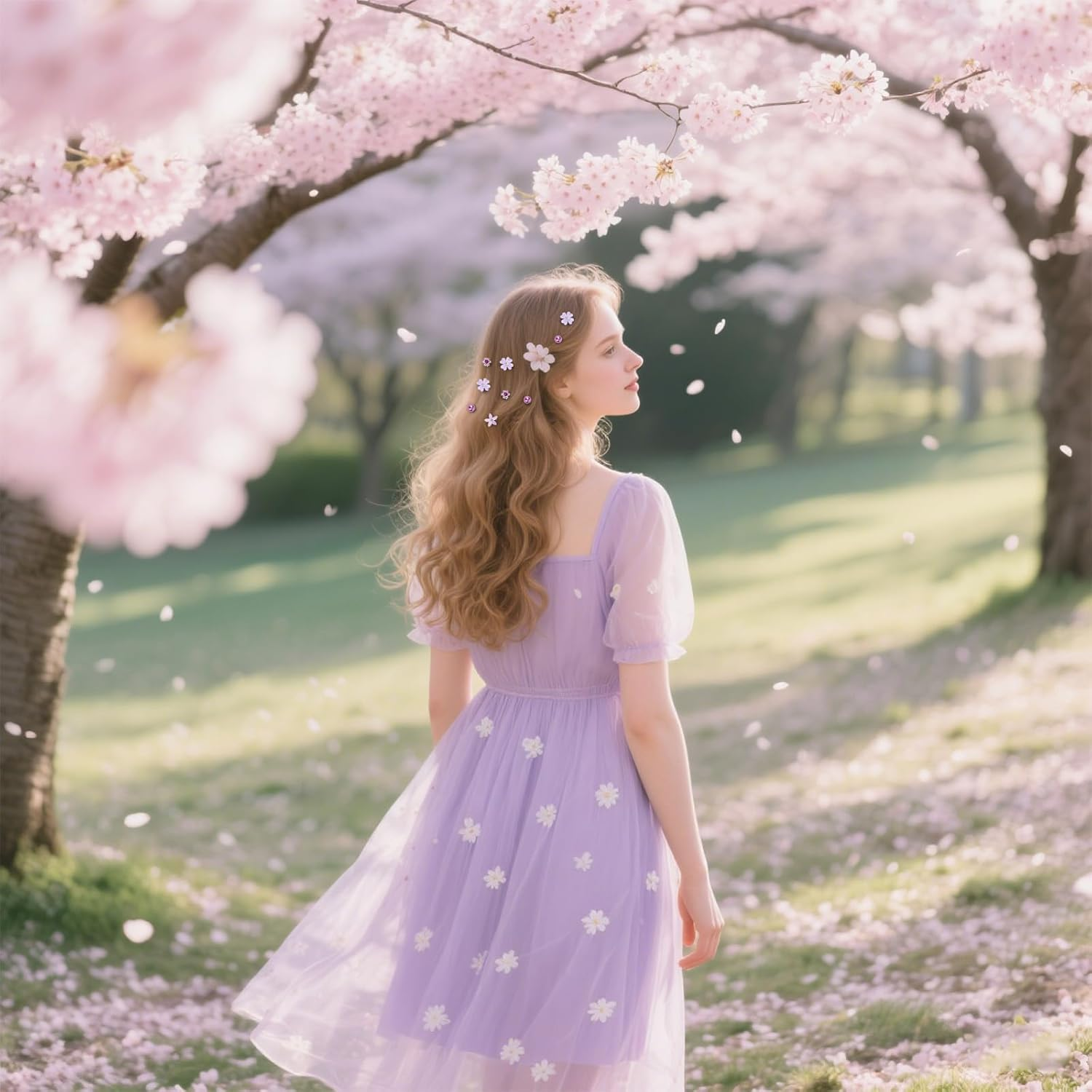 Bumlofa Set of 20 Small Hair Clips in Purple Tones, Elegant Hair Clip Flower with Crystals for a Charming Hairstyle