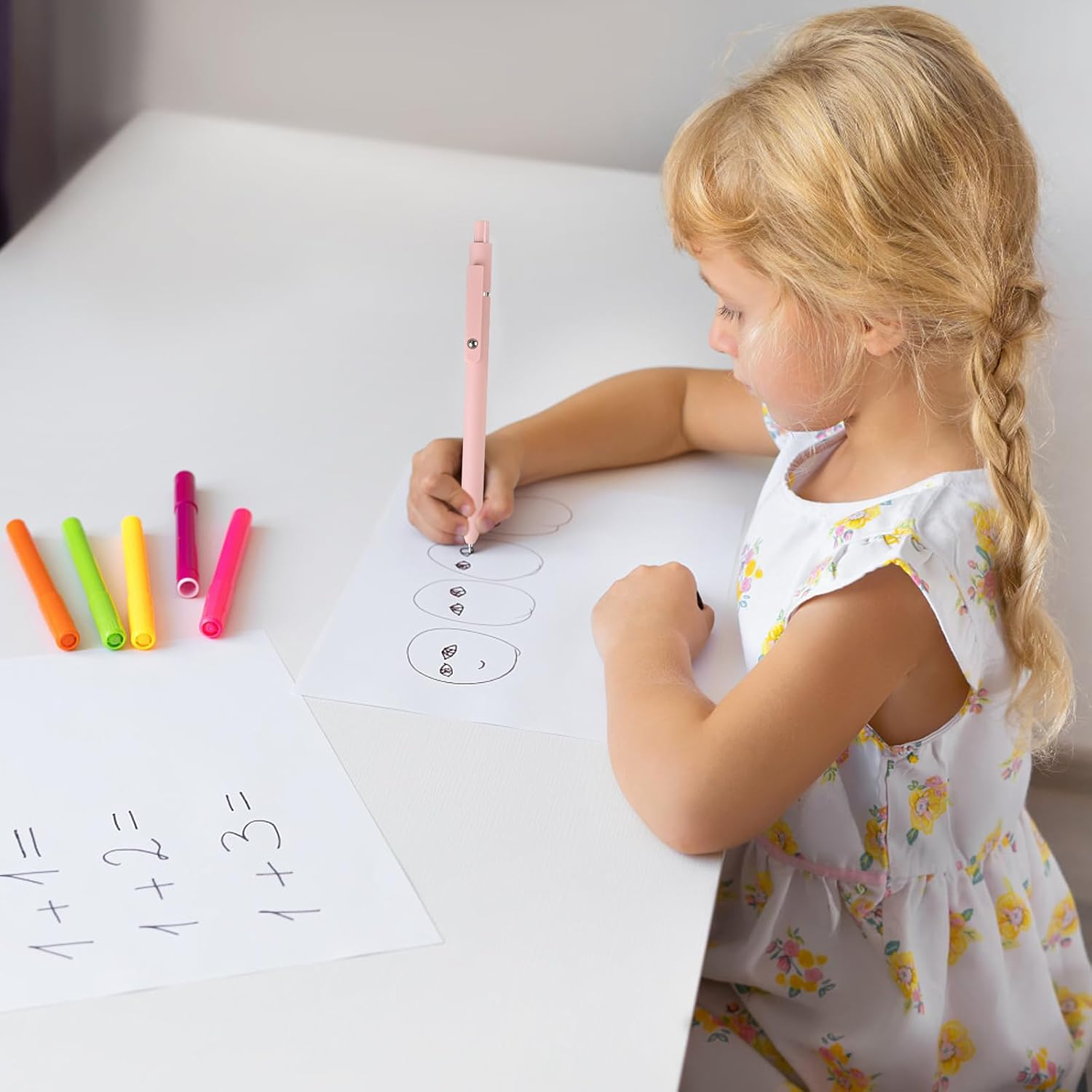 5 PCS Pens Set with 10 Refill, 0.5Mm Fine Point Black Ink Pens with Cute Morandi Design, Smooth Writing Rollerball Pens for Journaling Note Taking image number 2