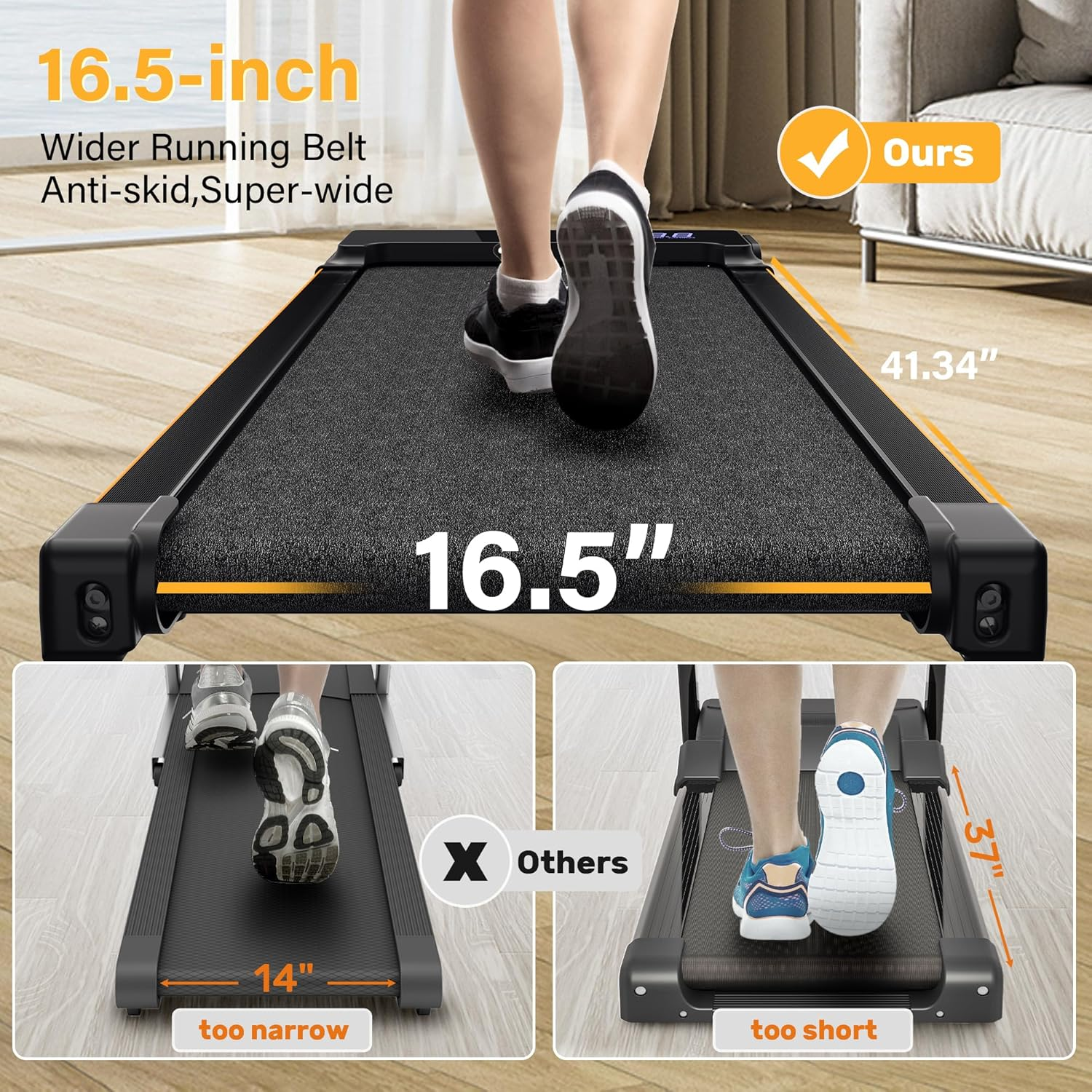 ACTFLAME Walking Pad under Desk, Portable Treadmill for Home and Office, 2 in 1 with Remote Control, 120KG Capacity, 2.5HP Compact with LED Display for Running