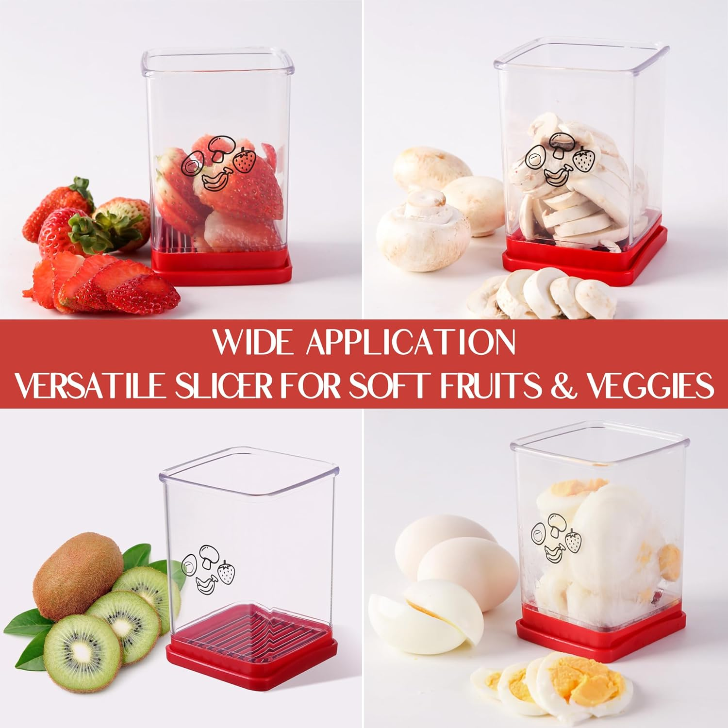 Cup Slicer Fruit, Stainless Steel Strawberry Slicer Egg Slicers Banana Slicers, Fruit & Vegetable Speed Fruit Slicer with Push Plate, Quickly Making Fruit Vegetable Salad, Pampered Chef Kitchen Gadget image number 4