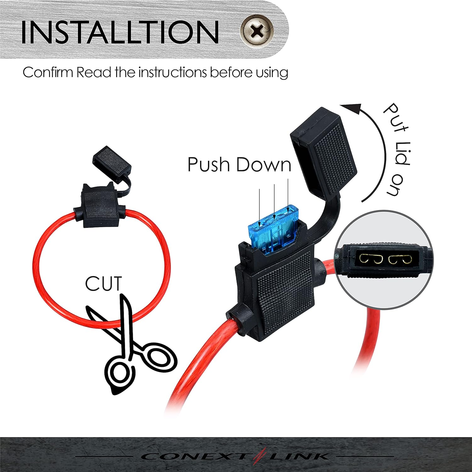 Conext Link LFH10ATC-10 Loop ATC Fuse Holder with Cover without Fuse 10 Pack 10 Gauge image number 2