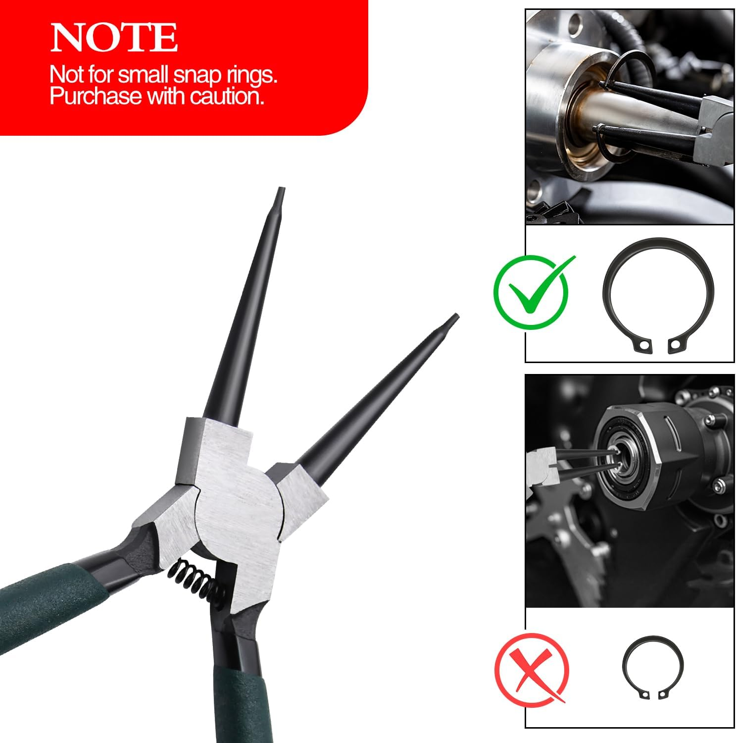 Snap Ring Pliers Set, 4Pcs 7" Internal/External Circlip Pliers Kit with Straight/Bent Jaw, Heavy Duty Precision Spring Loaded Pliers for Ring Remover Retaining and Remove Hoses, Gaskets image number 5