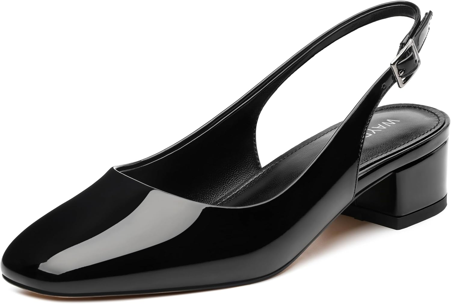 WAYDERNS Women'S Chunky Heel Slingback Pumps Square Closed Toe 1.5 Inch Low Block Heels Comfortable Casual Wedding Work Dressy Shoes