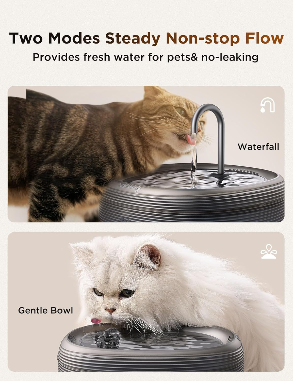 FEELNEEDY 3.2L/108Oz Cat Water Fountain for Drinking, Pet Water Fountain with 3 Replacement Filters, Upgraded Silent Pump, Bpa-Free, LED Indicator Light image number 2