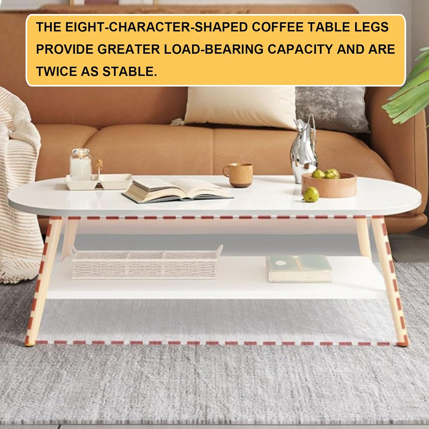 Coffee Table, 39" Wooden End Table, Center Table for Living Room, Modern Design Furniture for Home, Side Table - White | Center Table for Living Room image number 1