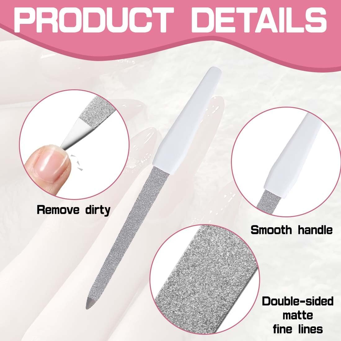 Nail File Set - 4 Professional Nail Files (14.1/14.9/15.4/17.2 Cm) with White Handle - File for Nails & Natural Nails - High Quality Files for Manicure & Pedicure image number 3