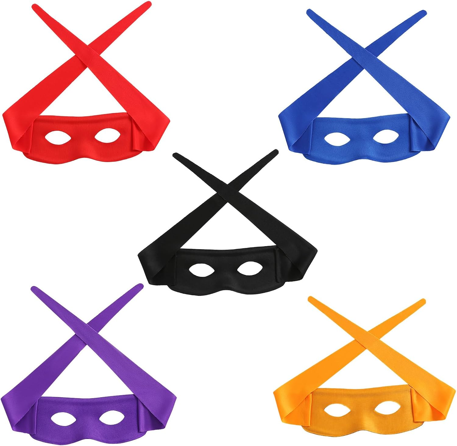 5PCS Halloween Eye Mask Bandit Hero Masquerade Black Mask Headband Costume Accessories Party Cosplay image number 4