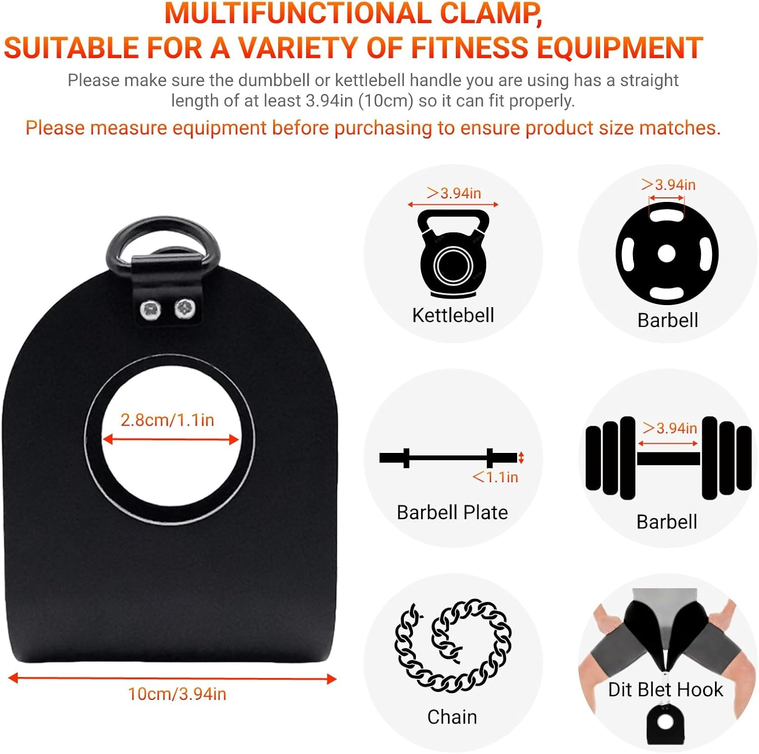 Ecogleam Barbell U-Shaped Clamp with T-Shape Handle Attachment for Loading Dumbbells on Barbells, Barbell Clip, Wall Lead Adapter, Turn Bars in Landmines, Gym Equipment, Weightlifting Hook, Dumbbell image number 5