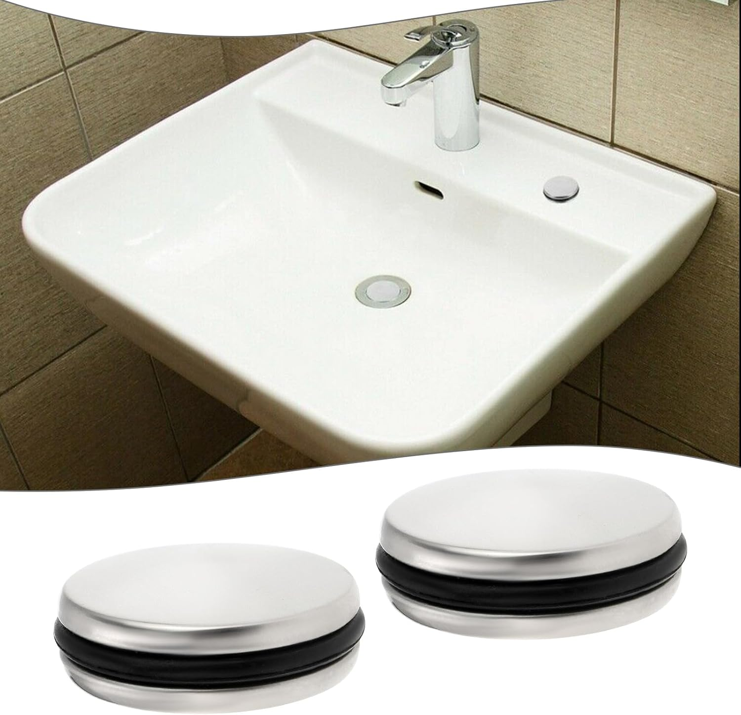 2Pcs Bath Drain Stopper 35Mm Stainless Steel Pop up Plug Sink Tap Push Button Pop Click Clack up Plug Suitable for Kitchen Bathroom Sink image number 3