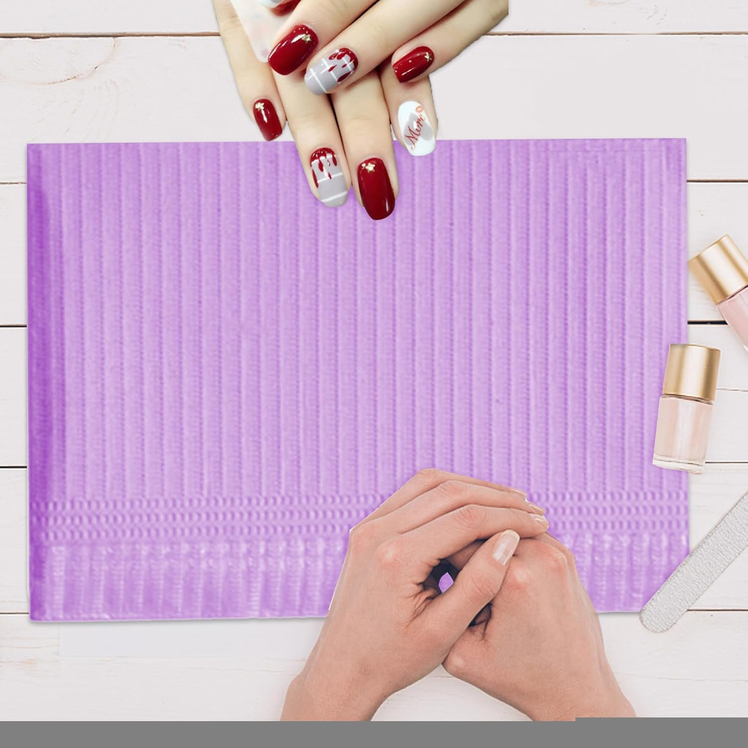 Nail Wipes - Nail Towels | Acrylic Nil | Eyelash Cleaning Wipes | Collar Mats Decoration Kits | 50Pcs Waterproof Pad Manicure Table Mats | Water Absorbing 3-Layer Design Clean Pads for Manicure Remov image number 5