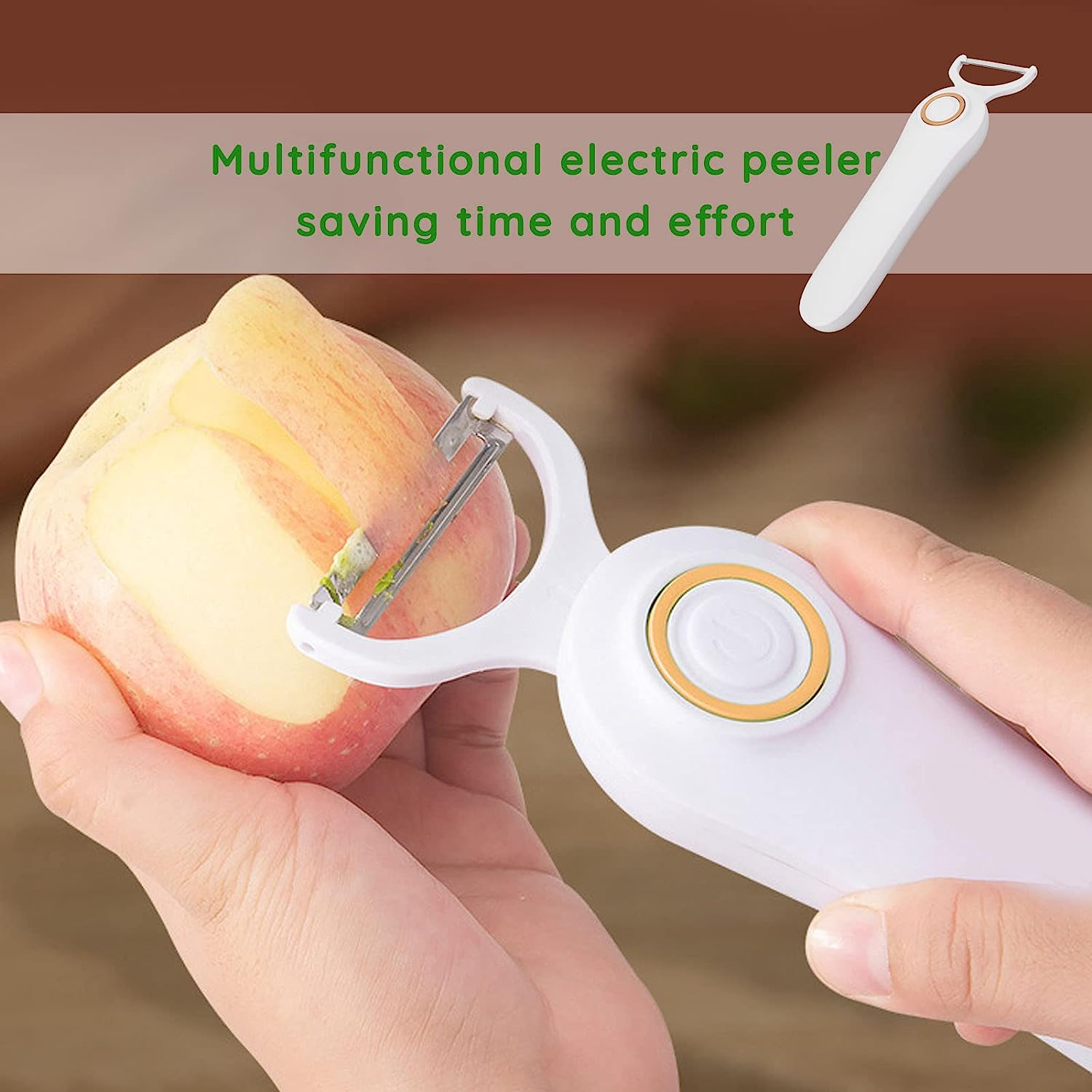 Electric Fruit Vegetable Peeler, Handheld Manual Peeler, Potato Peeler Electric, with Three Stainless Steel Paring Knife, for Kitchen Carrot Potato Cucumber image number 3