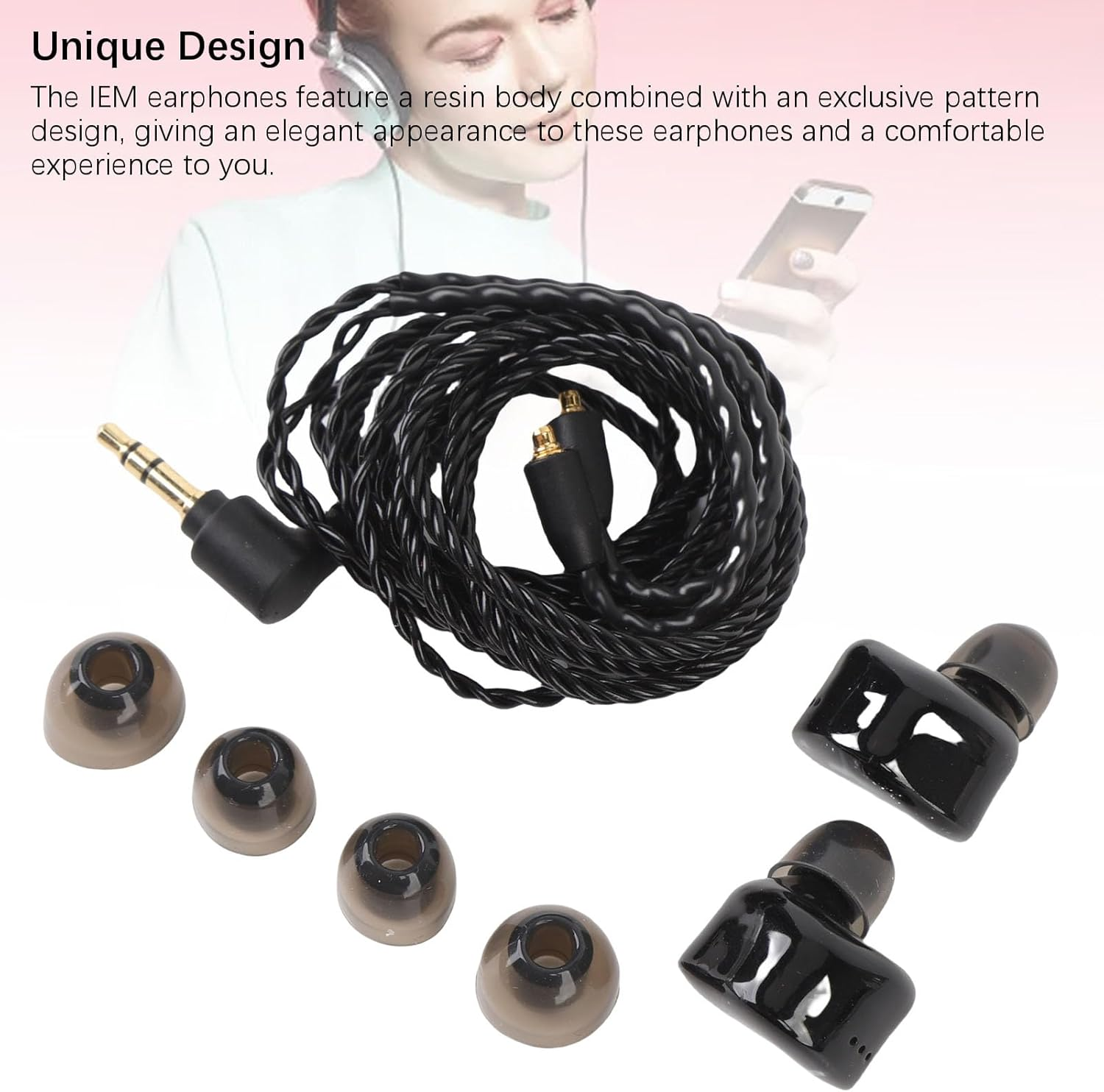 YUEHISY Stereo Wired IEM Earphones, Hybrid Driver Hifi Earbuds with Resin Body and OFC Cable, Hifi Stereo Sound, Comfort Fit, Immersive Bass image number 6