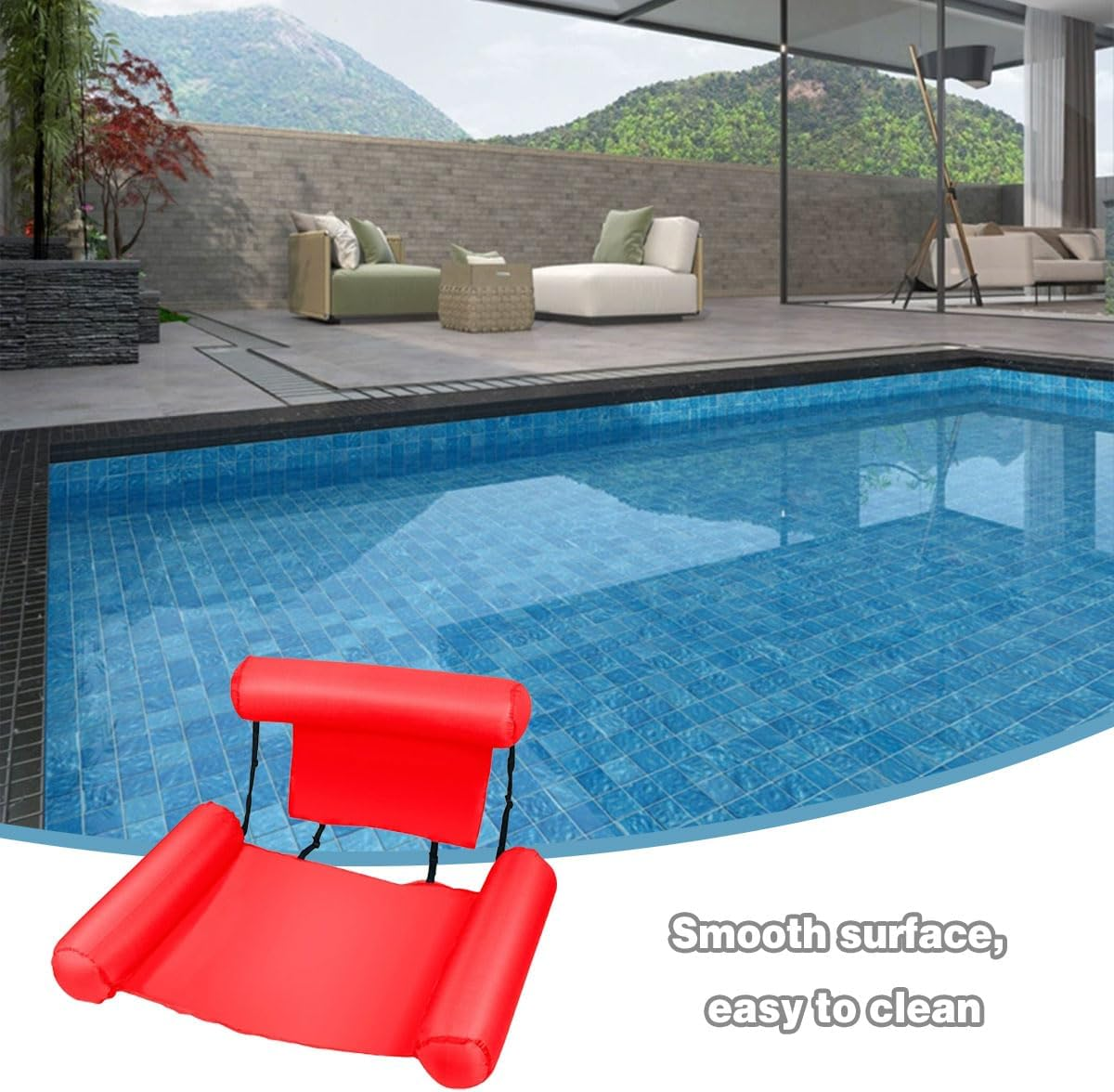 AIMALL Inflatable Water Floating Chair 117X100Cm PVC Mesh Pool Lounger with Backrest, Foldable Reclining Seat for Adults, Blue Colour Lightweight Swim Float for Pool Lake Beach image number 6