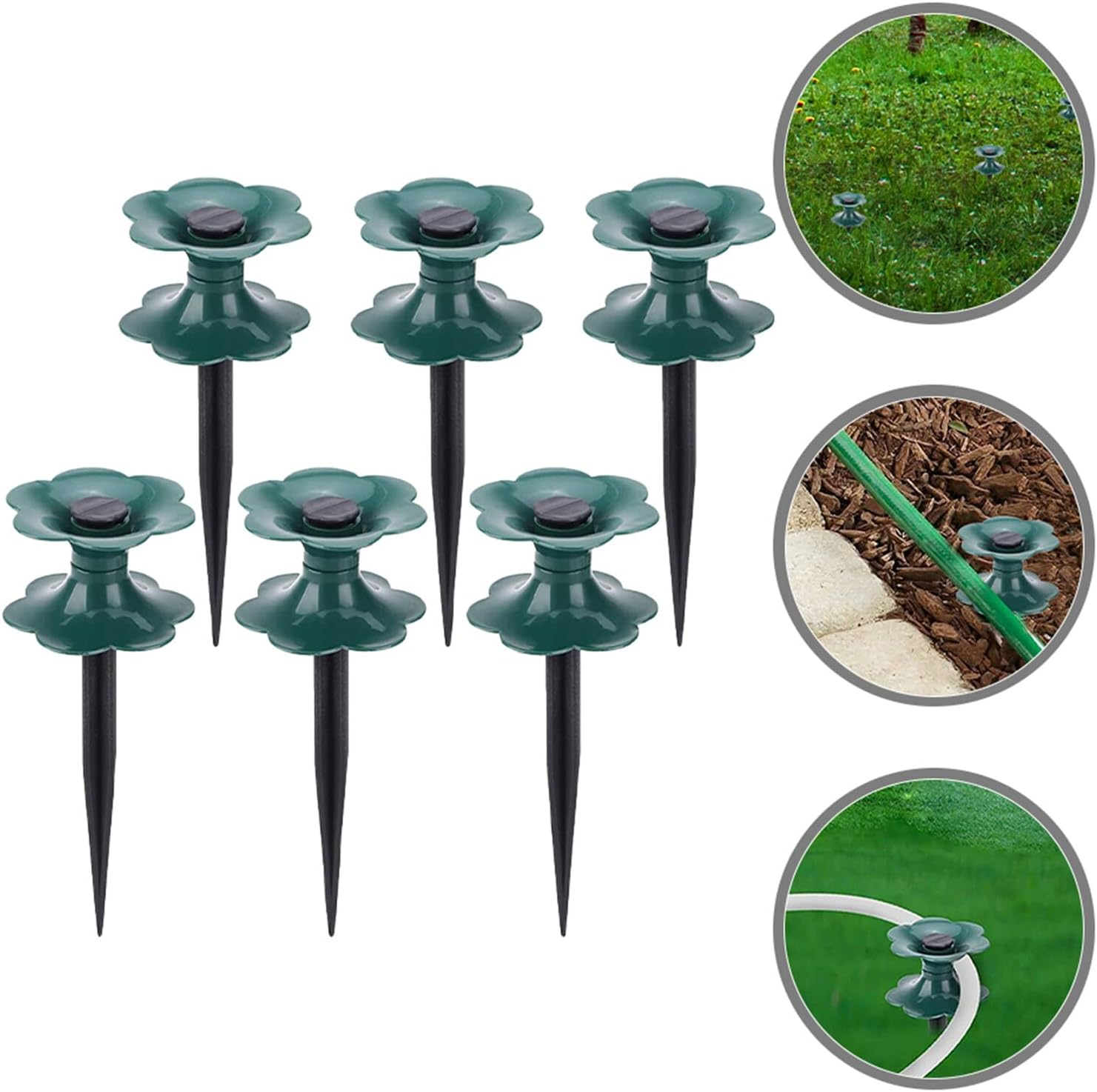 Balacoo 6Pcs Garden Hose Guide Stakes with Stable Design for Lawn and Flower Bed Protection Water Hose Holders to Prevent Burn Damage Easy Ground Installation Green and Black