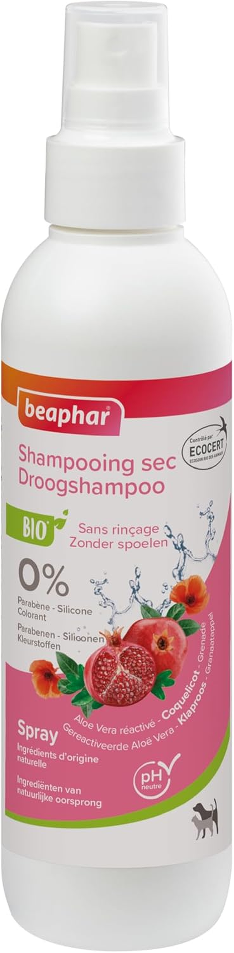 Beaphar ECOCERT Dry Shampoo for Dogs and Cats - Contains Aloe Vera, Bourretch Oil and Organic Mint - Ph Neutral - No Parabens/Silicone/Colours/Alcohol - 200 Ml image number 4