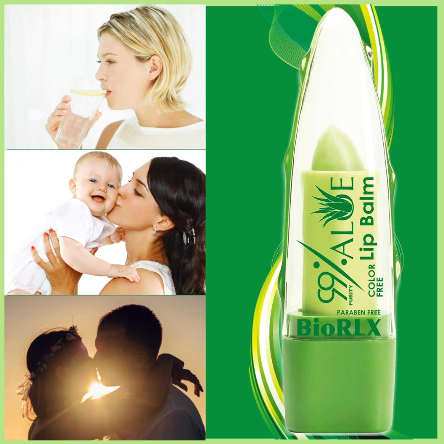 Biorlx 99% Purity Aloe Vera Color Free and Paraben Free Soothing Lip Balm (One Lip Balm) image number 2